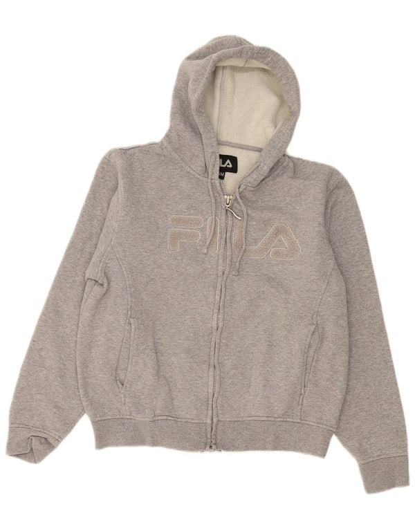 Fila Pull à capuche zippé surdimensionné graphique pour femme UK 10 petit coton gris