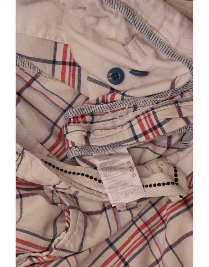 Nautica Short cargo pour homme W34 en coton à carreaux blancs