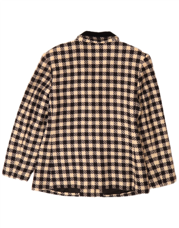 vintage Femme 3 Bouton Blazer Veste IT 46 Grand Pied-de-poule Noir Classique