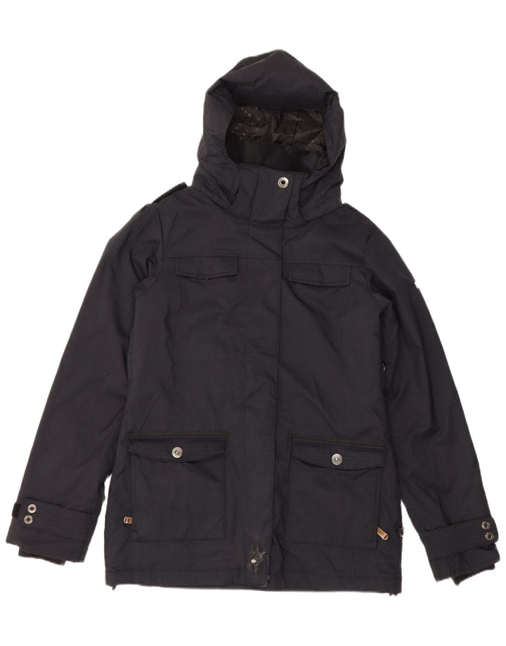 Roxy Veste coupe-vent à capuche coupe slim pour femme UK 14 Noir moyen Polyester