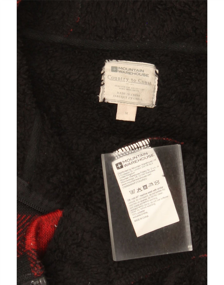 Mountain Warehouse Pull à capuche zippé Sherpa pour homme, motif vichy rouge moyen