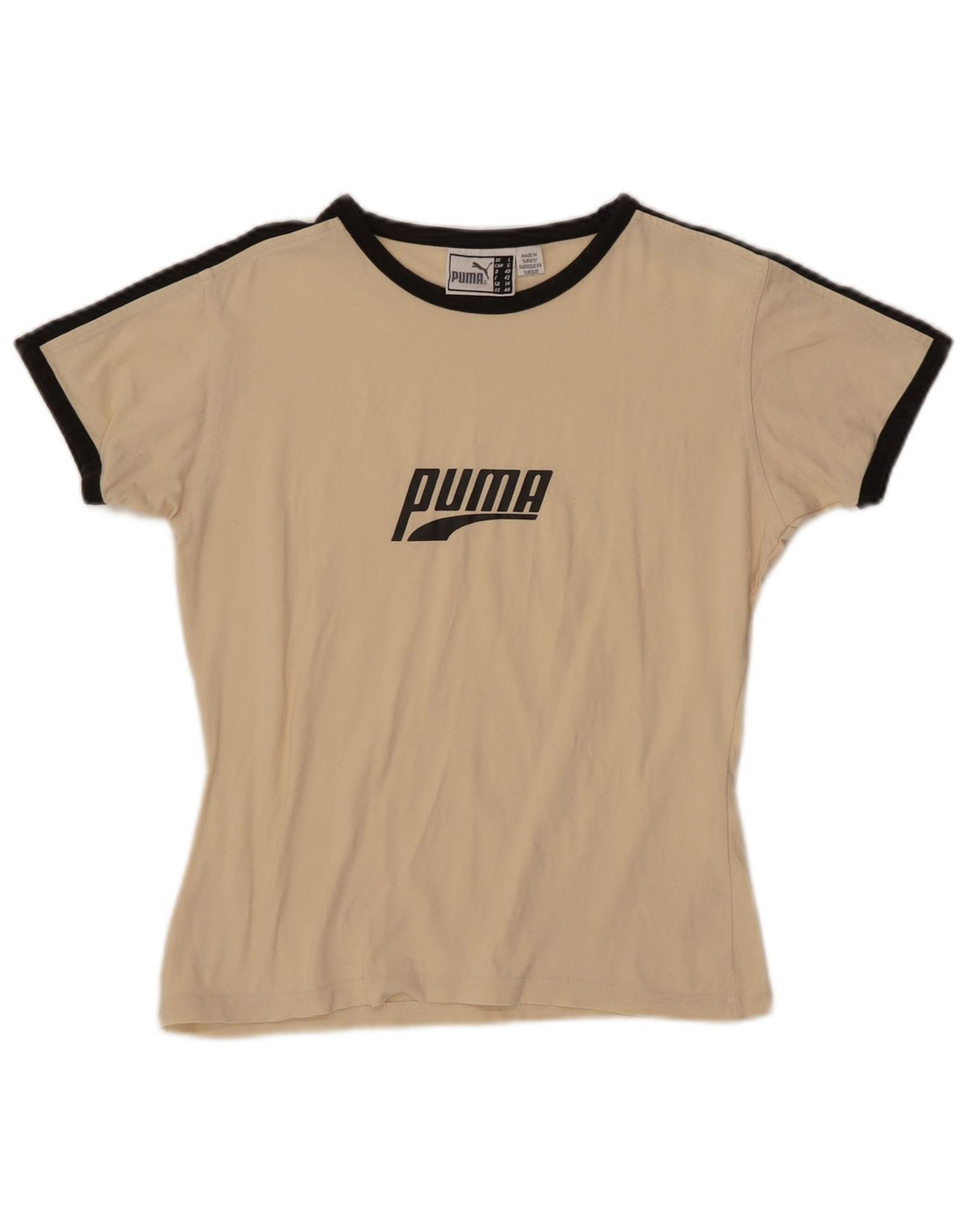 PUMA T-shirt graphique pour femme UK 14 Large Blanc cassé