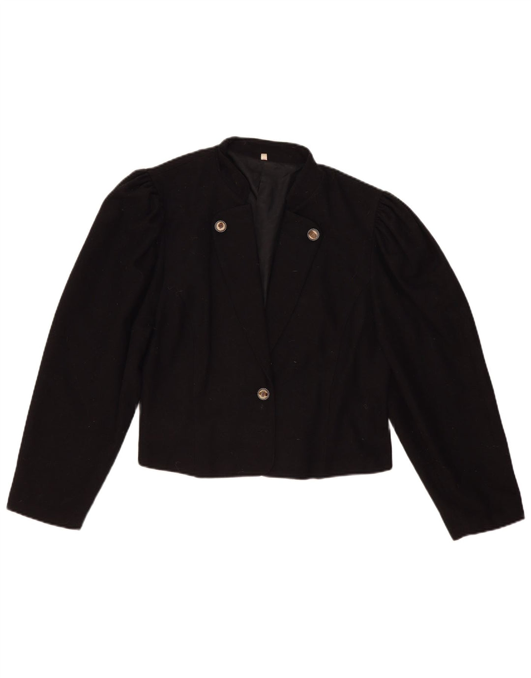 vintage Femme 1 Bouton Blazer Veste IT 44 Laine Noire Moyenne