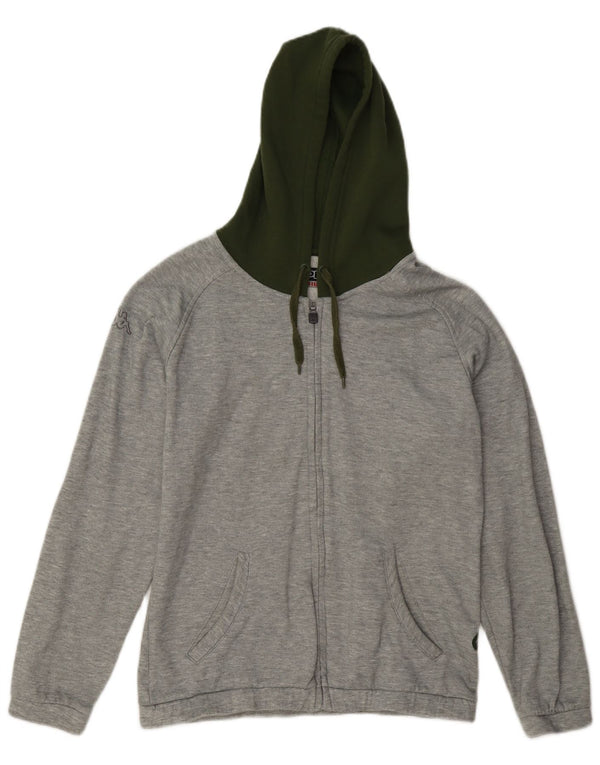 Kappa Pull à capuche zippé graphique pour femme UK 14 Gris moyen Colourblock