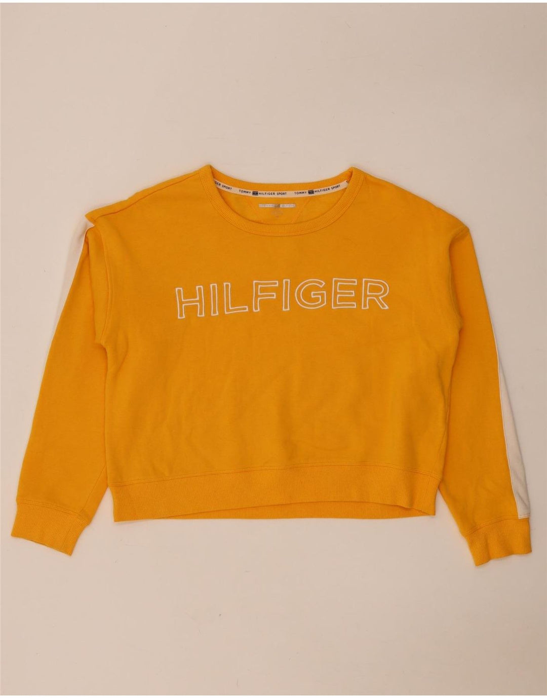 Tommy Hilfiger Sweat-shirt court pour femme UK 14 Jaune moyen