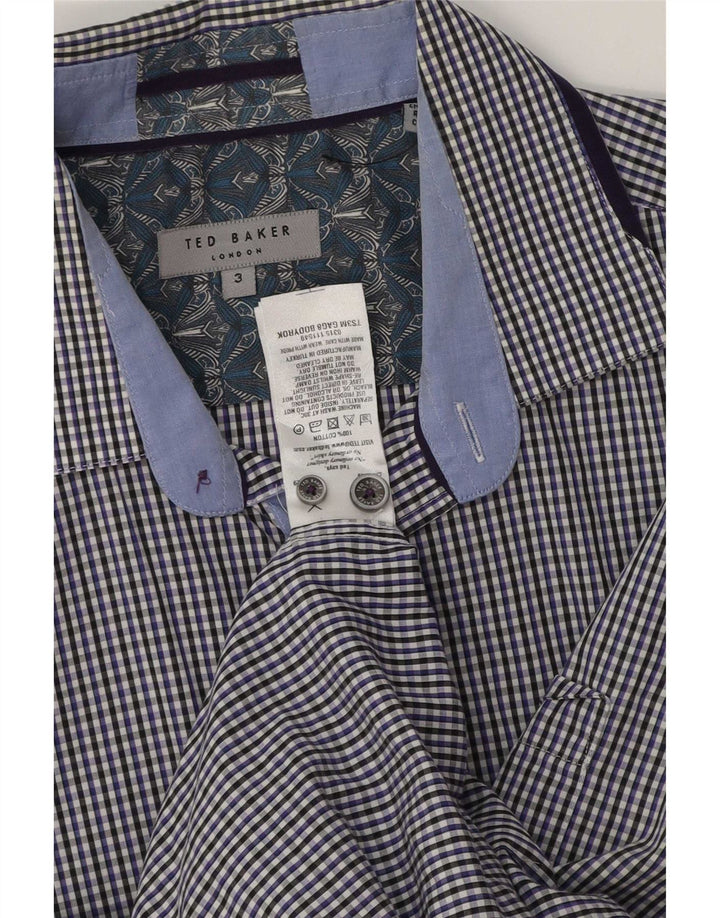 Ted Baker Chemise Homme Taille 3 Bleu Moyen Vichy Coton