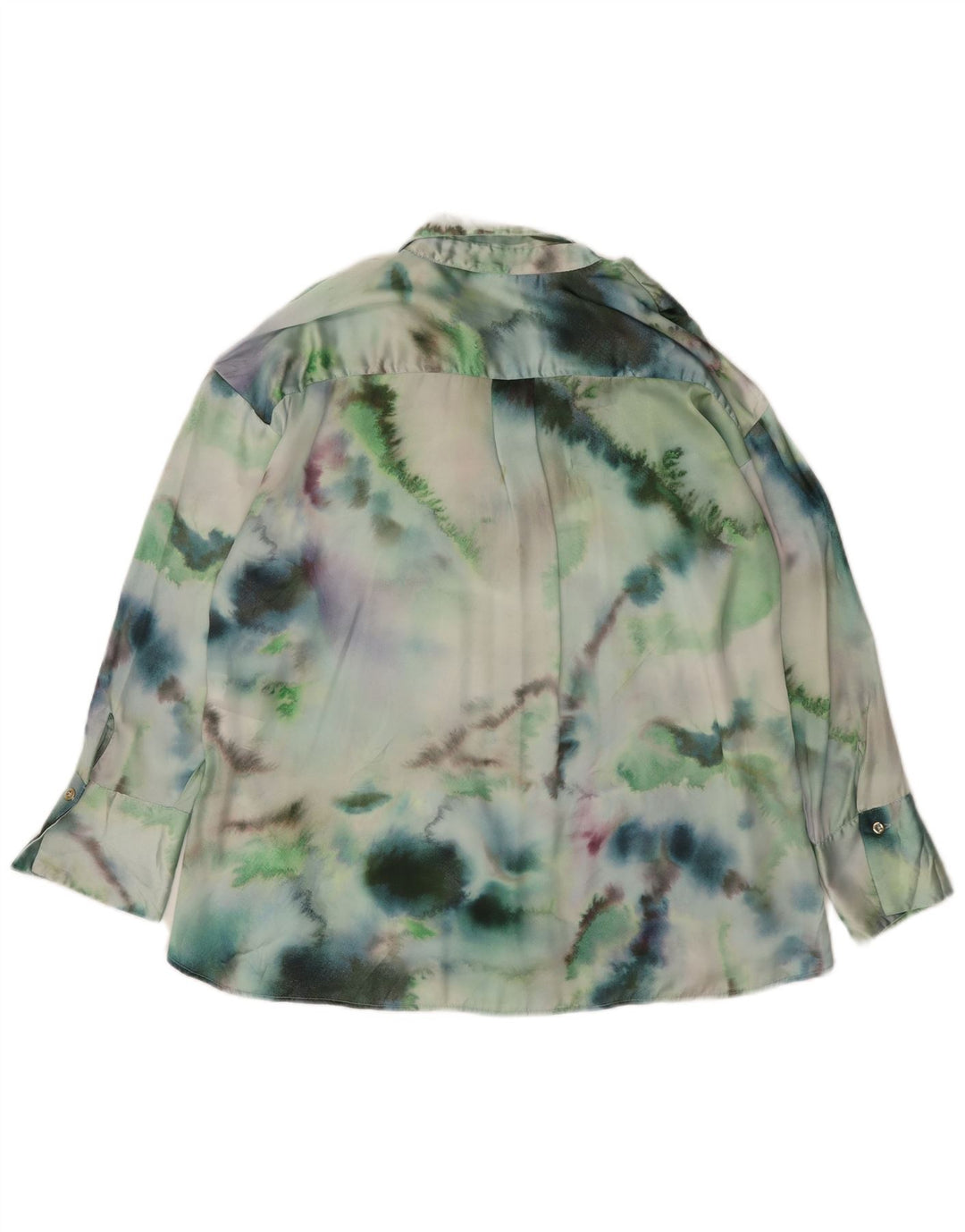 Zara Chemisier surdimensionné pour femme UK 44 en polyester tie-dye vert moyen