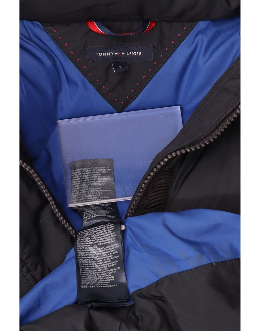 TOMMY HILFIGER Manteau matelassé à capuche pour femme UK 10 Small Bleu marine Polyester