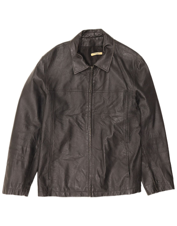 Private Mens Leather Jacket IT 52 XL Black