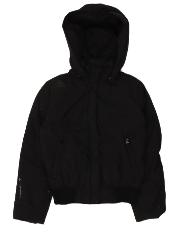 ADIDAS Veste matelassée à capuche surdimensionnée pour femme UK 10 Petit Noir Polyester