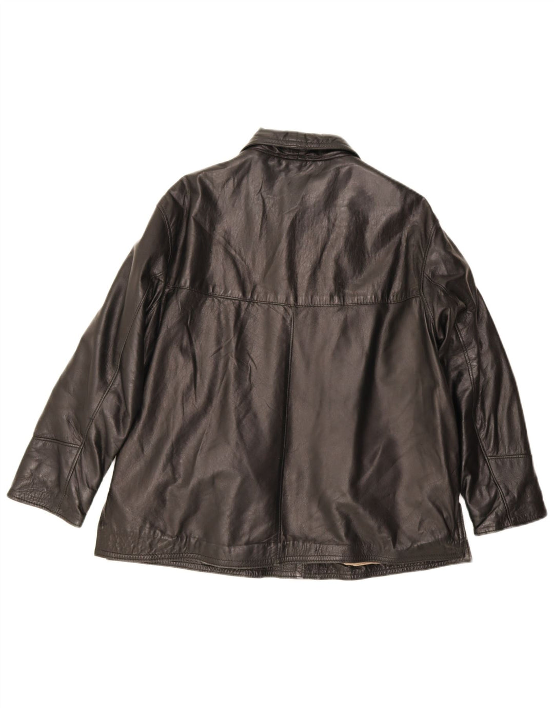 Veste en cuir femme vintage UK 12 Noir Moyen