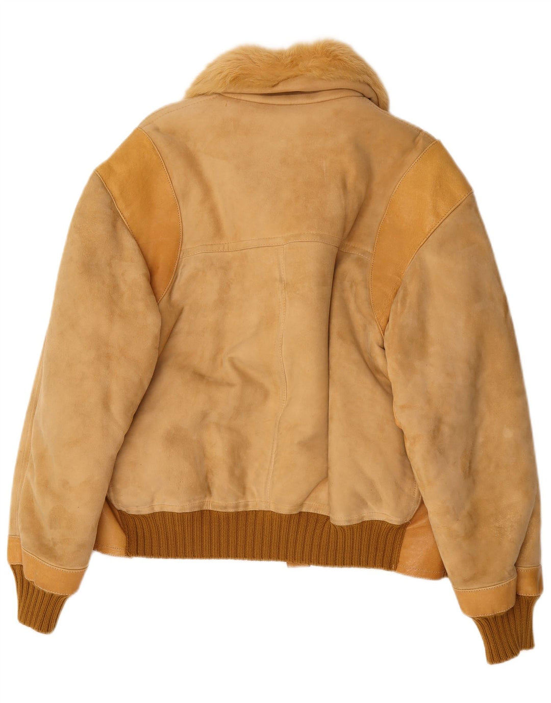 vintage Mens Bomber Shearling Jacket UK 38 Beige Moyen