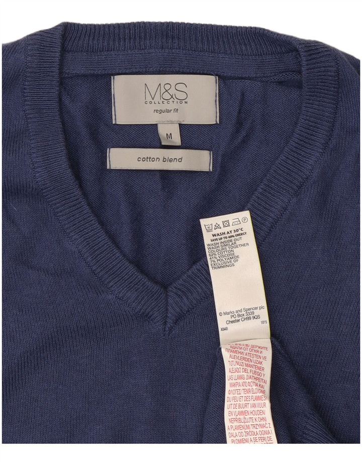 Marks & Spencer Pull Regular Fit Col V Homme Bleu Marine Moyen