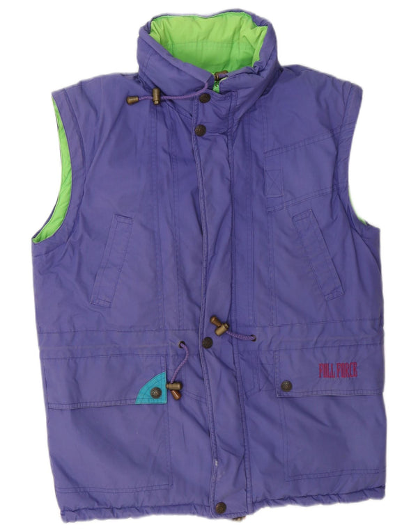 vintage Mens Hoody Réversible Rembourré Gilet UK 40 Grand Purple Colourblock
