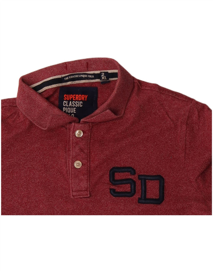 SUPERDRY Polo Coupe Classique Homme 2XL Rouge Coton