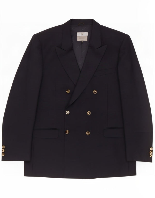Pierre Cardin Veste blazer croisée pour homme IT 56 3XL Bleu marine Laine