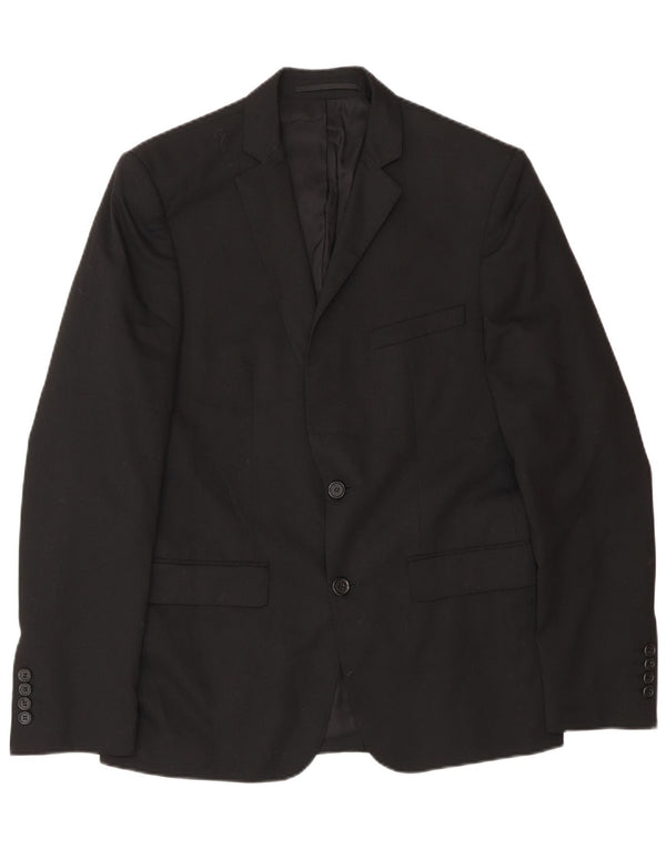 Zara Veste Blazer 2 Boutons Homme EU 46 Petit Noir Polyester