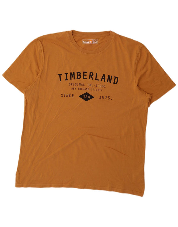Timberland Homme Regular Fit Graphic T-Shirt Top XL Jaune Coton