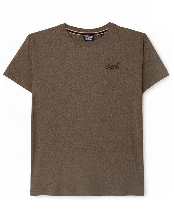 Superdry Homme T-Shirt Top Kaki Moucheté Coton
