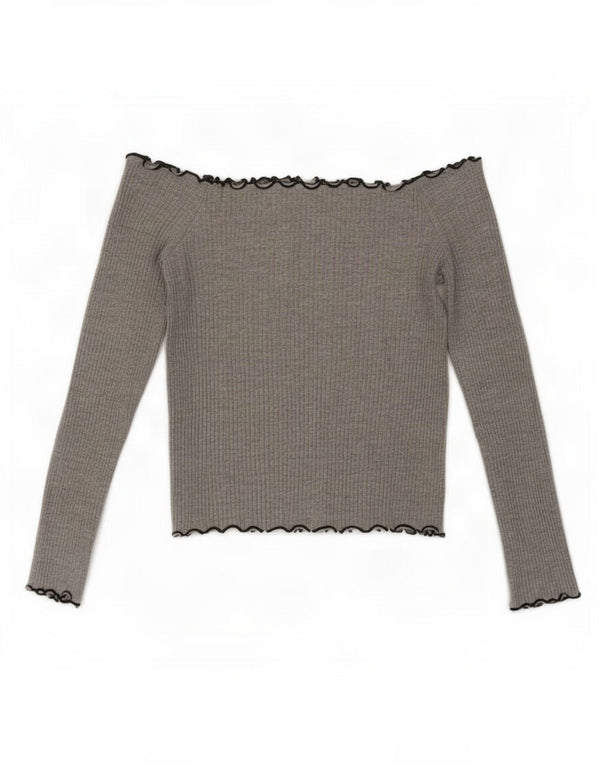 Zara Womens Trafaluc Crop Top à épaules dénudées UK 8 Small Gris