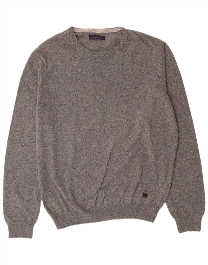 Trussardi Pull ras du cou pour homme 2XL Gris Laine