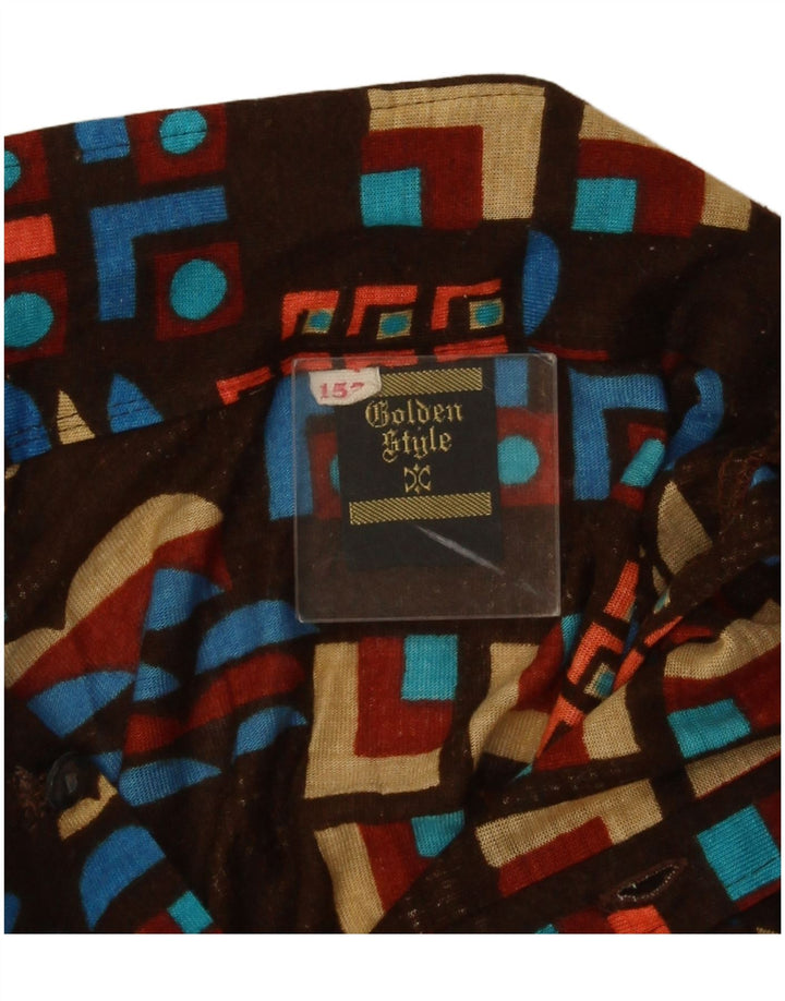 Chemise Garçon Vintage 11-12 ans Marron Géométrique Polyacrylique