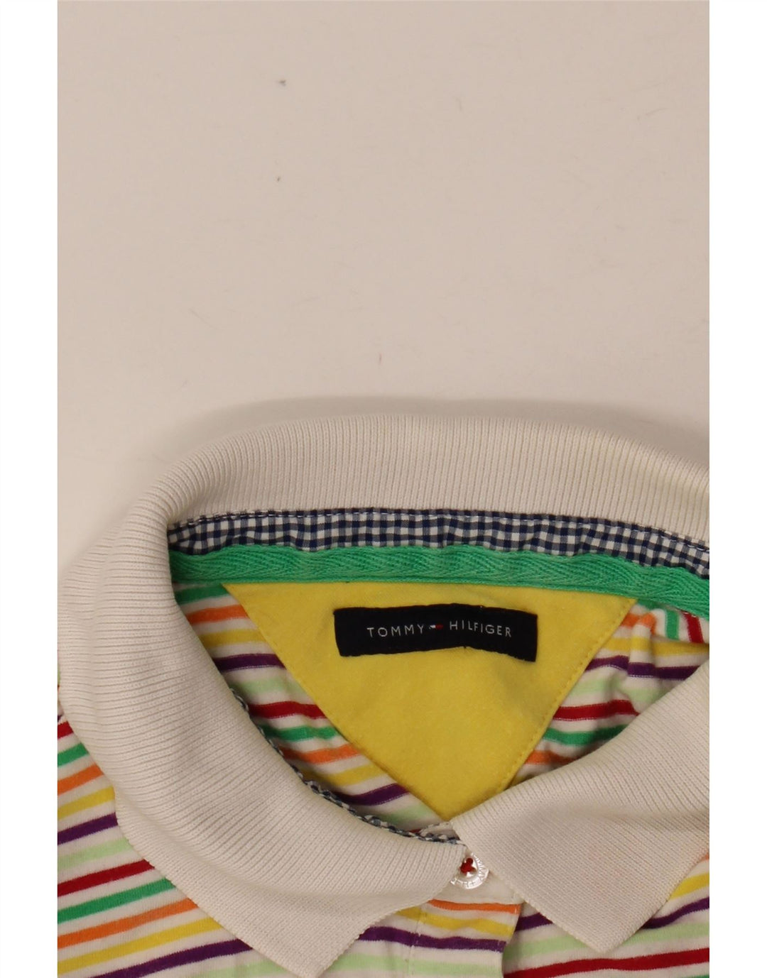 TOMMY HILFIGER Polo Femme UK 8 Small Multicolore Rayé