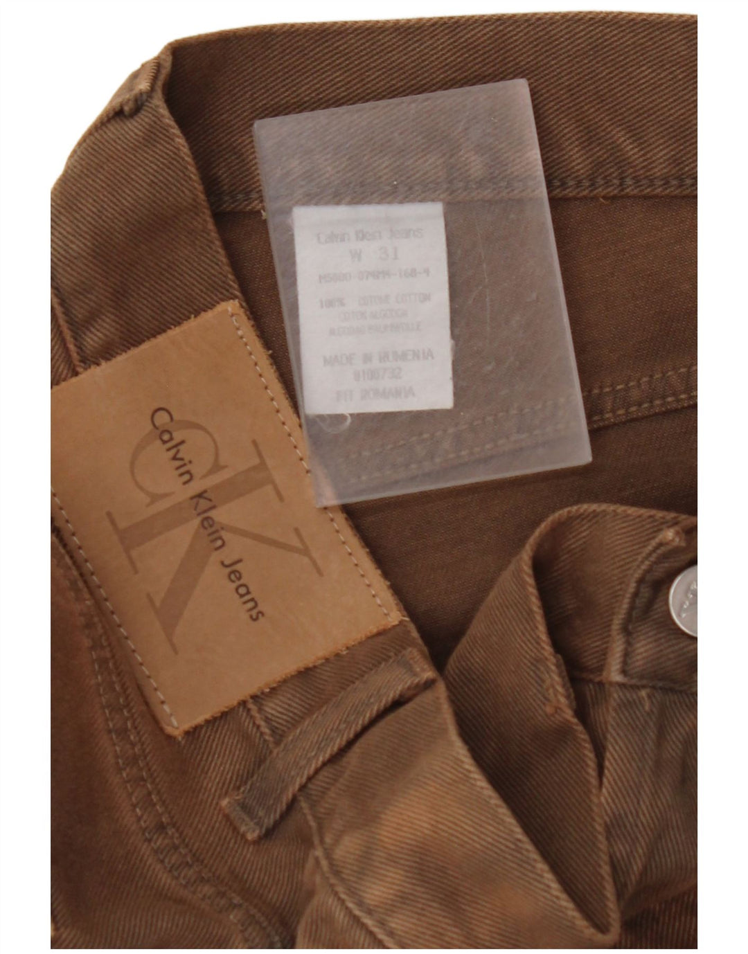CALVIN KLEIN Jean Droit Homme W31 L29 Marron Coton