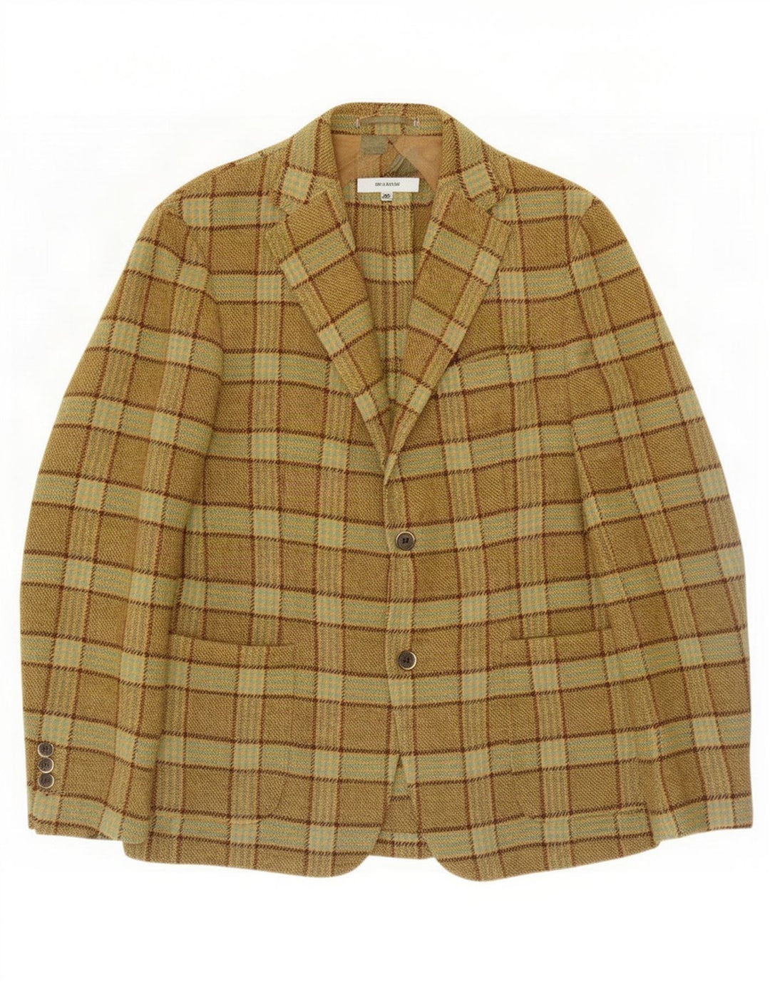 Brooksfield Veste blazer à 2 boutons pour homme IT 50 à carreaux kaki