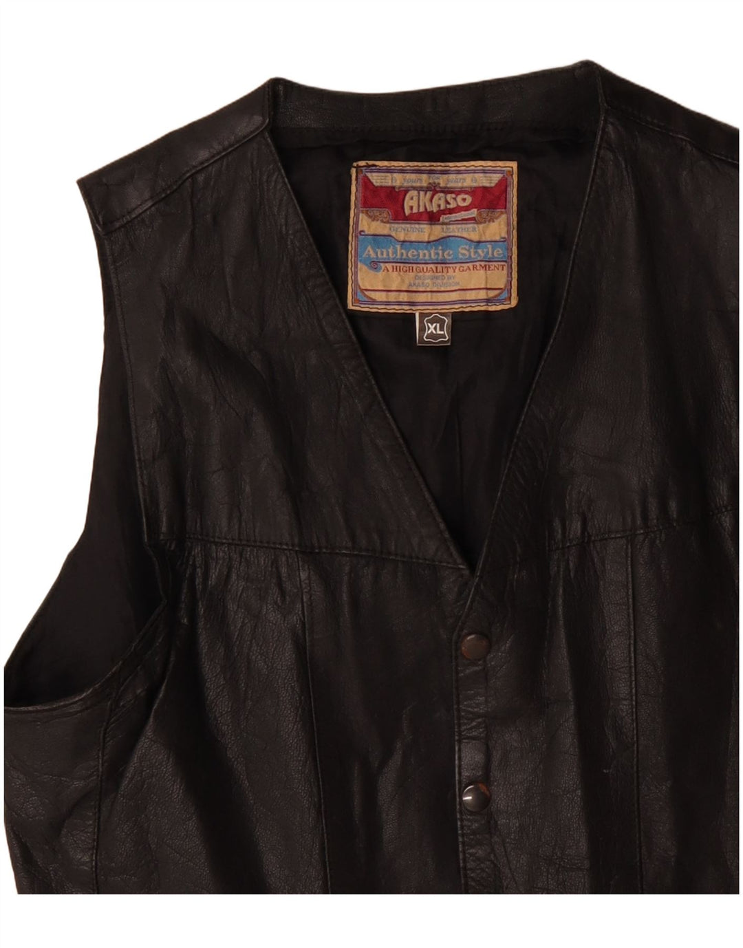 Akaso Gilet en Cuir Homme XL Cuir Noir