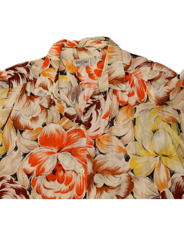 VINTAGE Womens Short Sleeve Shirt EU 42 Large Multicoloured Floral Vintage Vintage and Second-Hand Vintage from Messina Hembry 