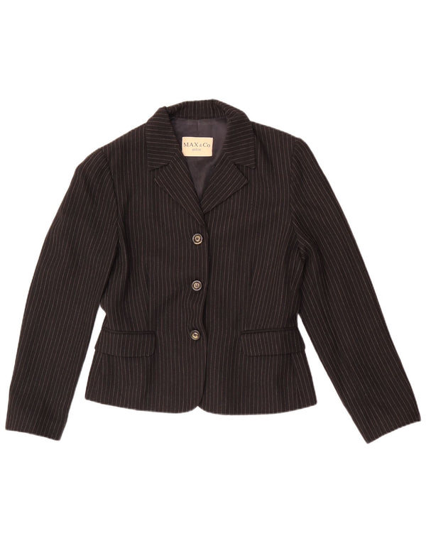 Max&Co. Veste Blazer 3 Boutons Femme UK 12 Medium Black Pinstripe