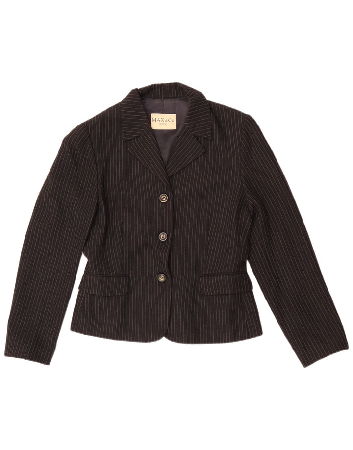 Max&Co. Veste Blazer 3 Boutons Femme UK 12 Medium Black Pinstripe