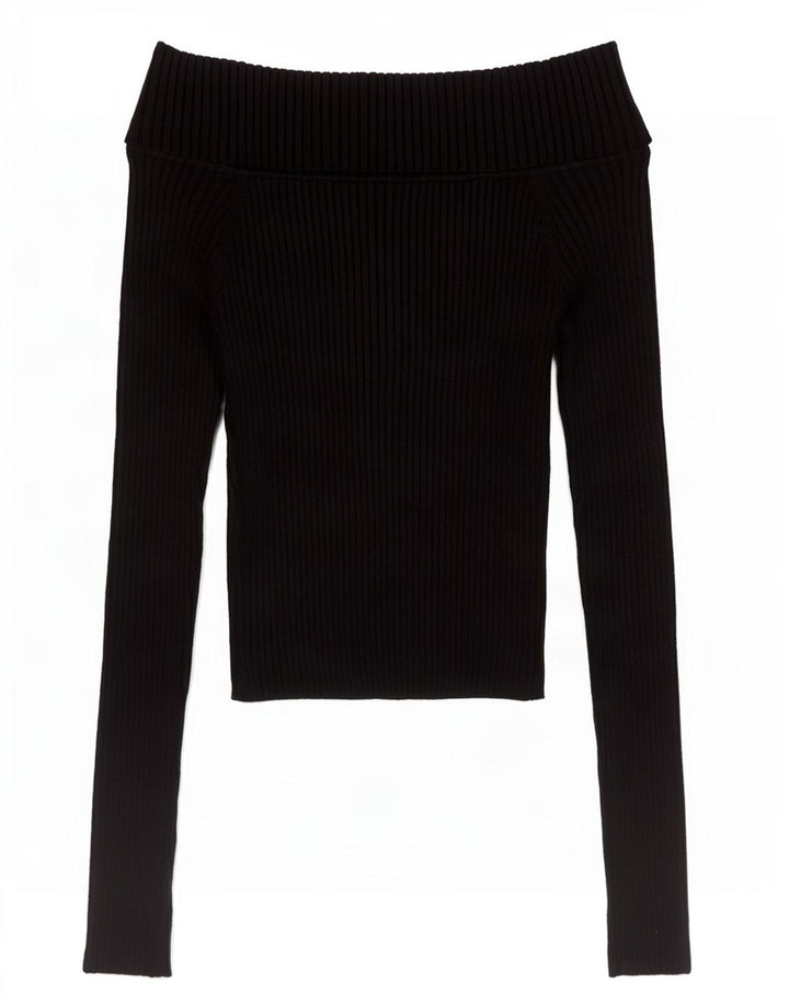 Zara Haut court à manches longues et épaules dénudées pour femme UK 8 Small Noir