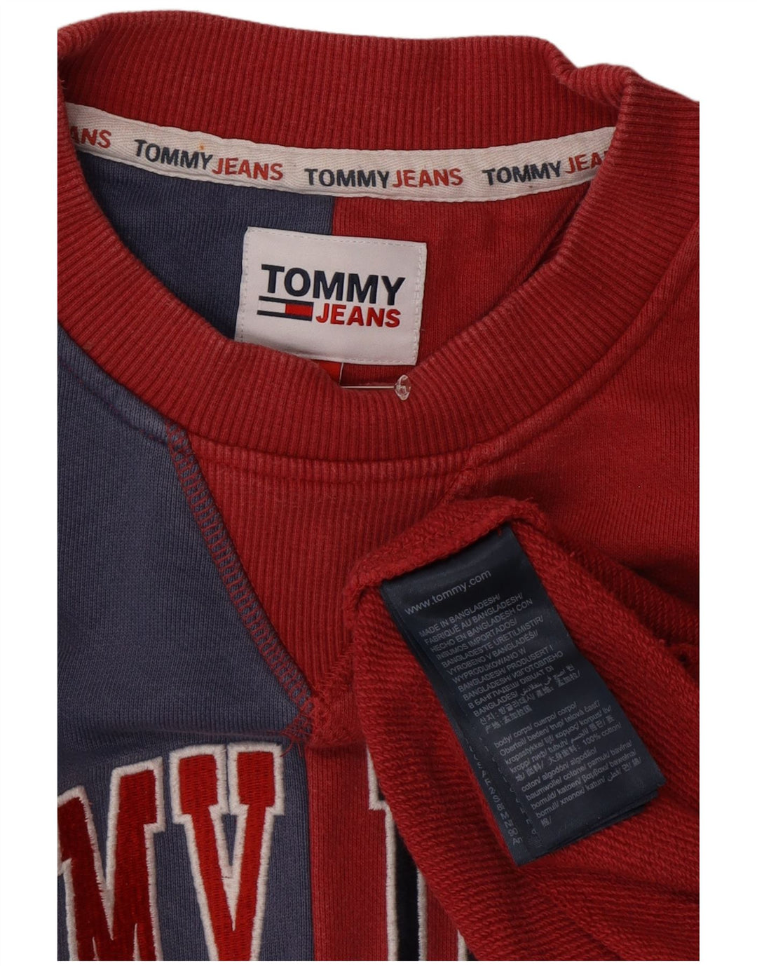 Tommy Hilfiger Sweat-shirt graphique pour homme XL en coton color block rouge
