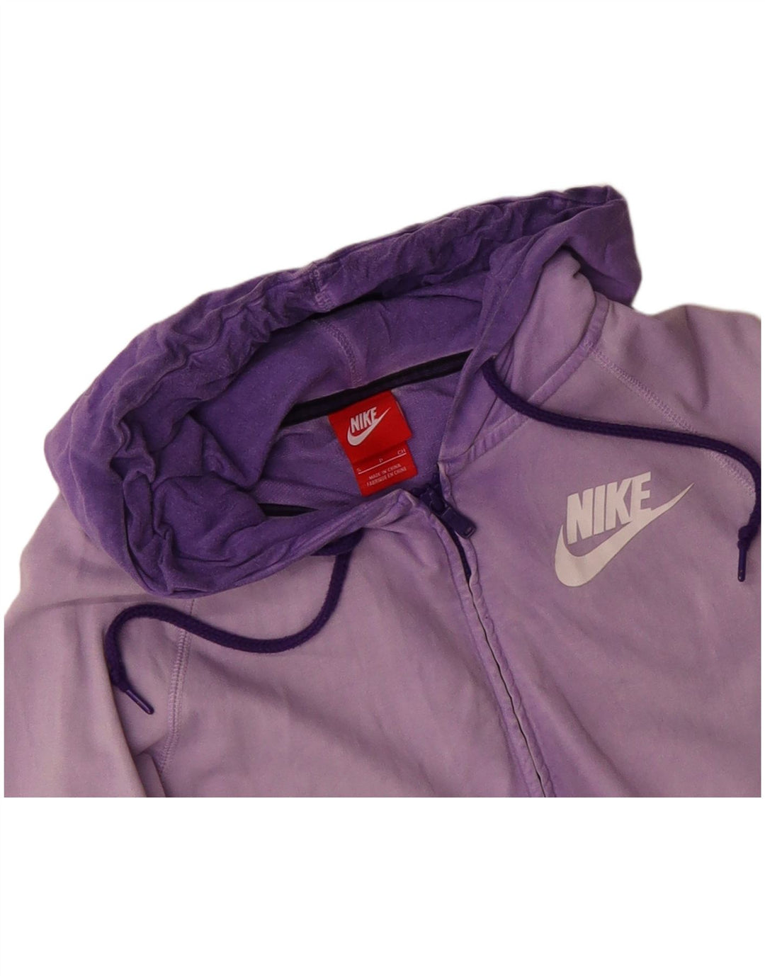 NIKE Mens Zip Hoodie Sweater Small Purple Cotton