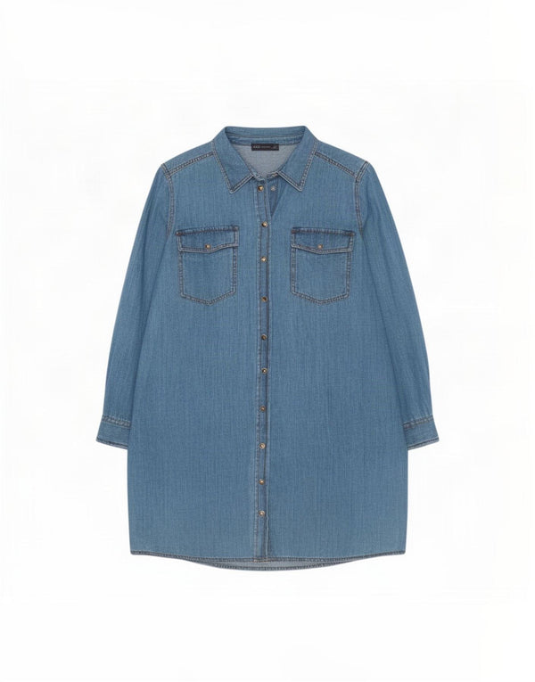 Marks & Spencer Robe chemise en jean à manches longues pour femme UK 18 XL Coton bleu