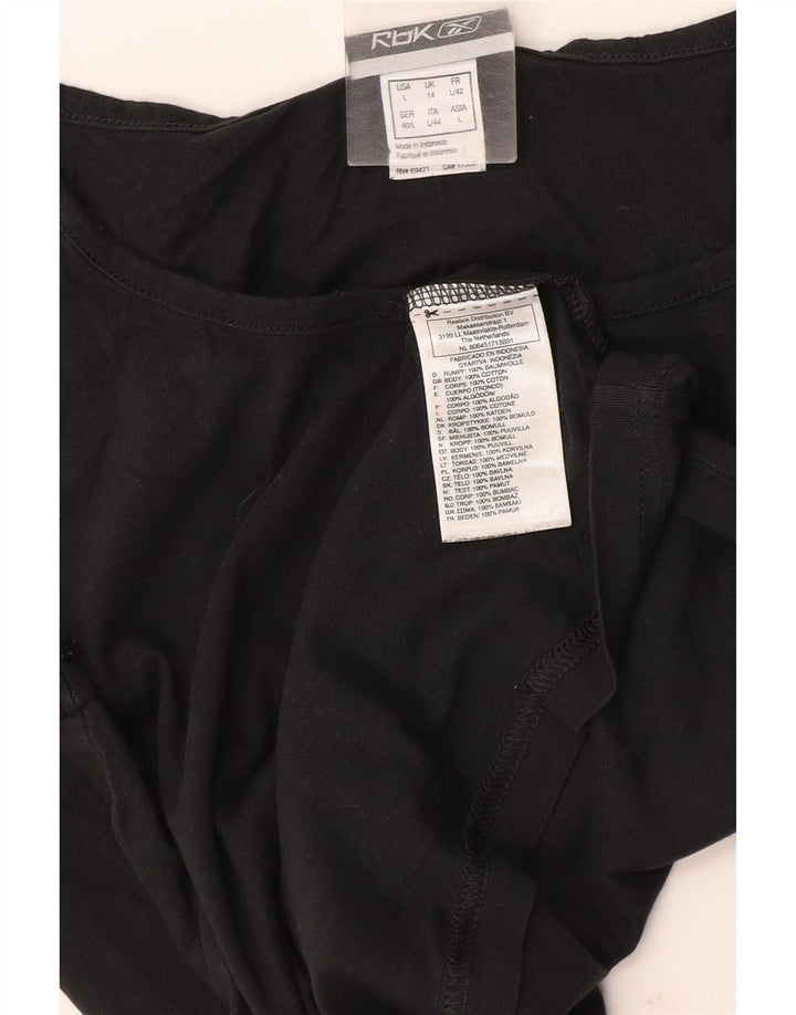 Reebok T-Shirt Femme Top UK 14 Large Gris Coton