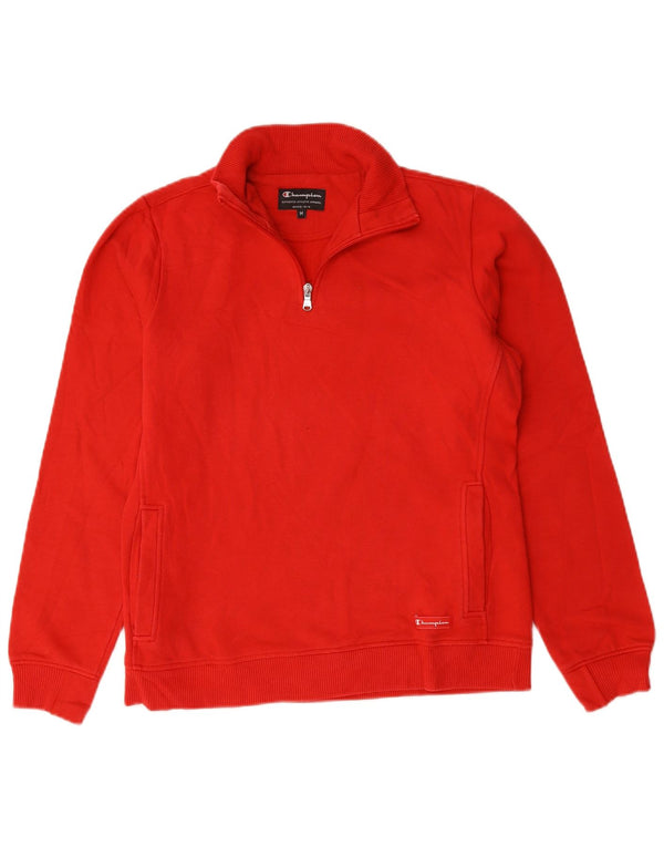 Champion Sweat-Shirt Col Zippé Homme Rouge Moyen Coton
