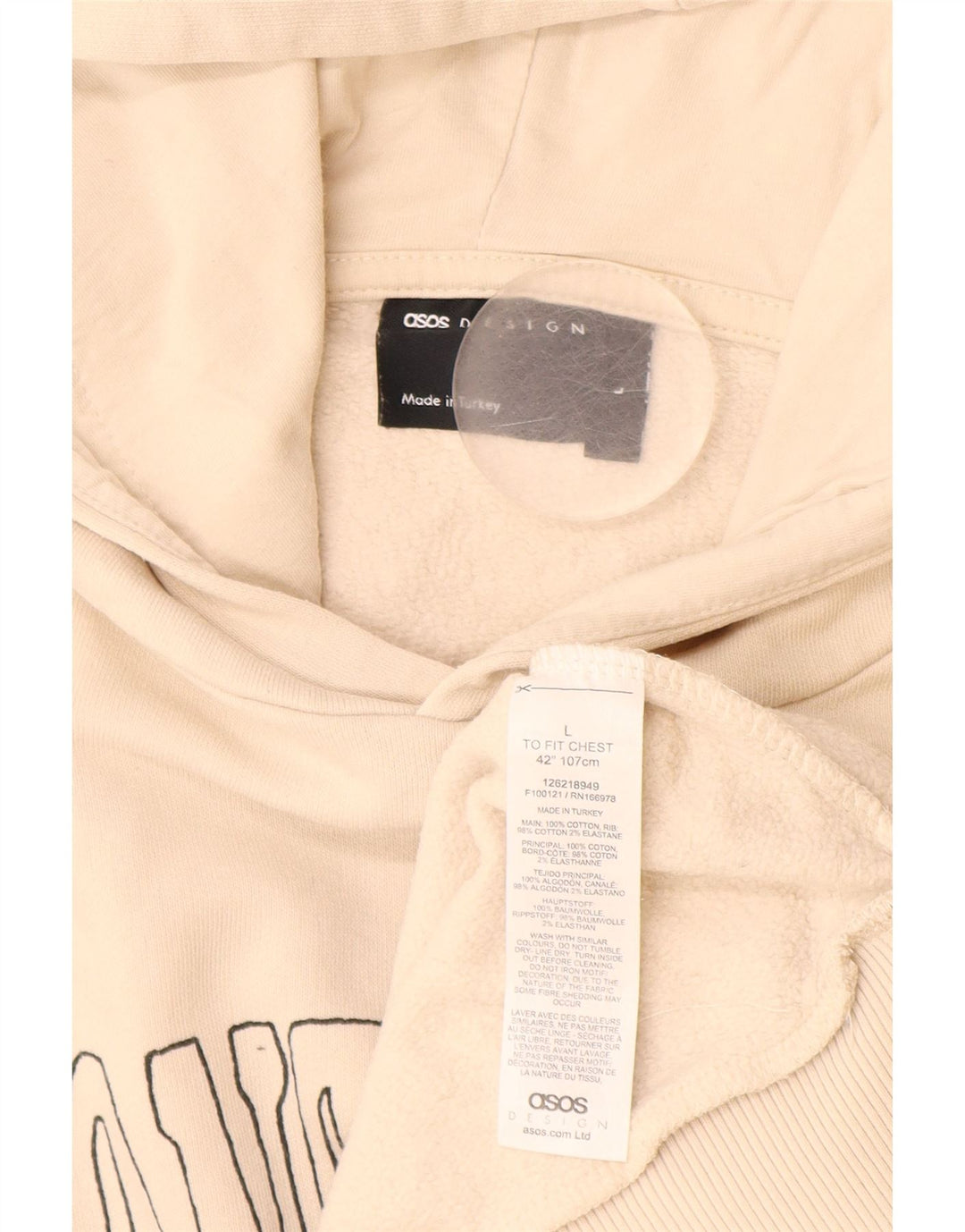 ASOS Homme - Pull à capuche graphique en coton - Beige - Large