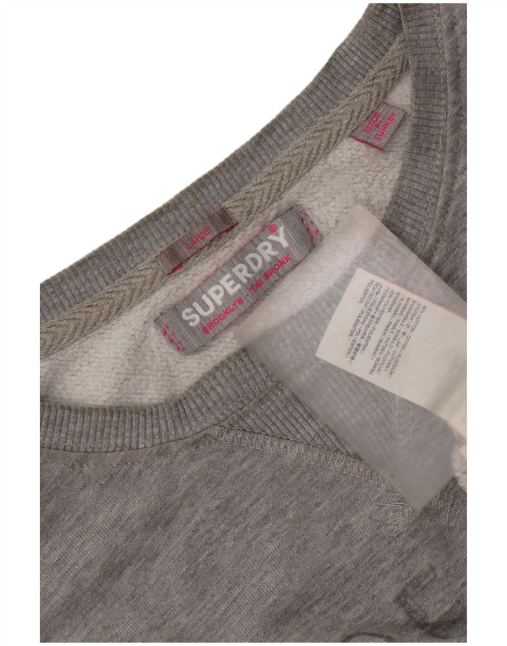 Superdry Sweat-shirt surdimensionné graphique pour femme UK 16 Large Gris Coton