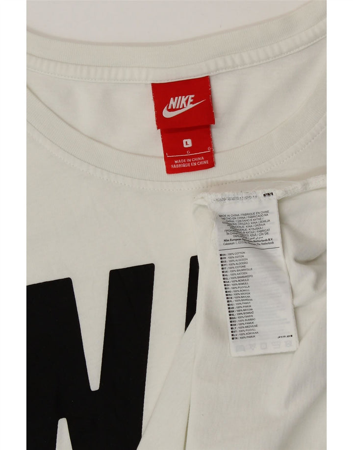 Nike T-shirt graphique pour femme UK 16 Large Blanc cassé en coton