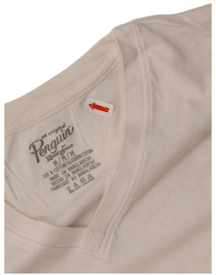 PENGUIN T-Shirt Femme Top UK 44 Coton Blanc Moyen