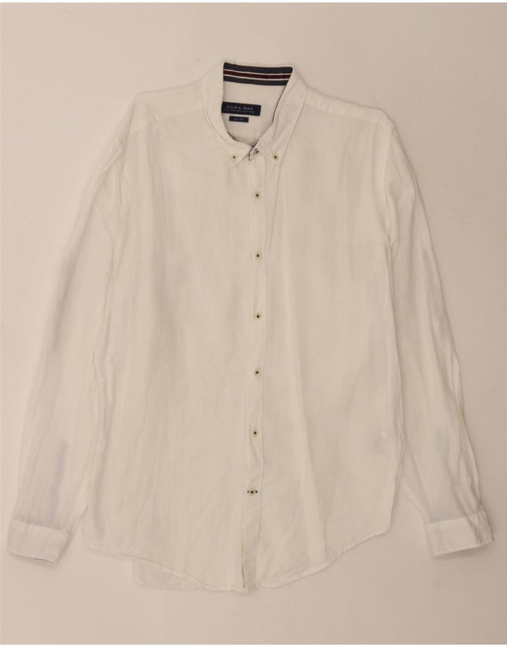 Zara Chemise Slim Fit XL Lin Blanc