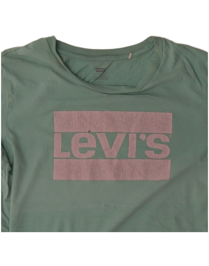 LEVI'S T-shirt graphique pour femme UK 16 Large Turquoise Coton