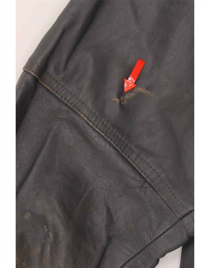 VINTAGE Mens Leather Jacket IT 48 Medium Grey Vintage Vintage and Second-Hand Vintage from Messina Hembry 