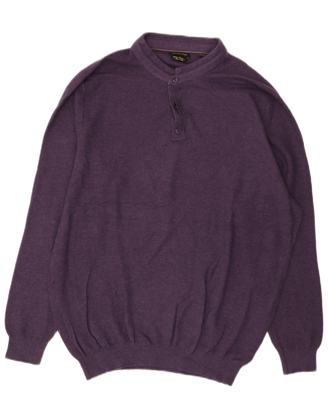 Massimo Dutti Pull à col boutonné pour homme 2XL Violet Coton