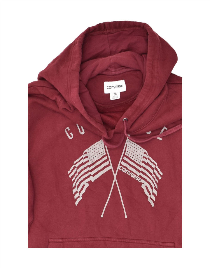 CONVERSE Womens Loose Fit Graphic Hoodie Jumper UK 14 Medium Burgundy | Vintage Converse | Thrift | Second-Hand Converse | Used Clothing | Messina Hembry 