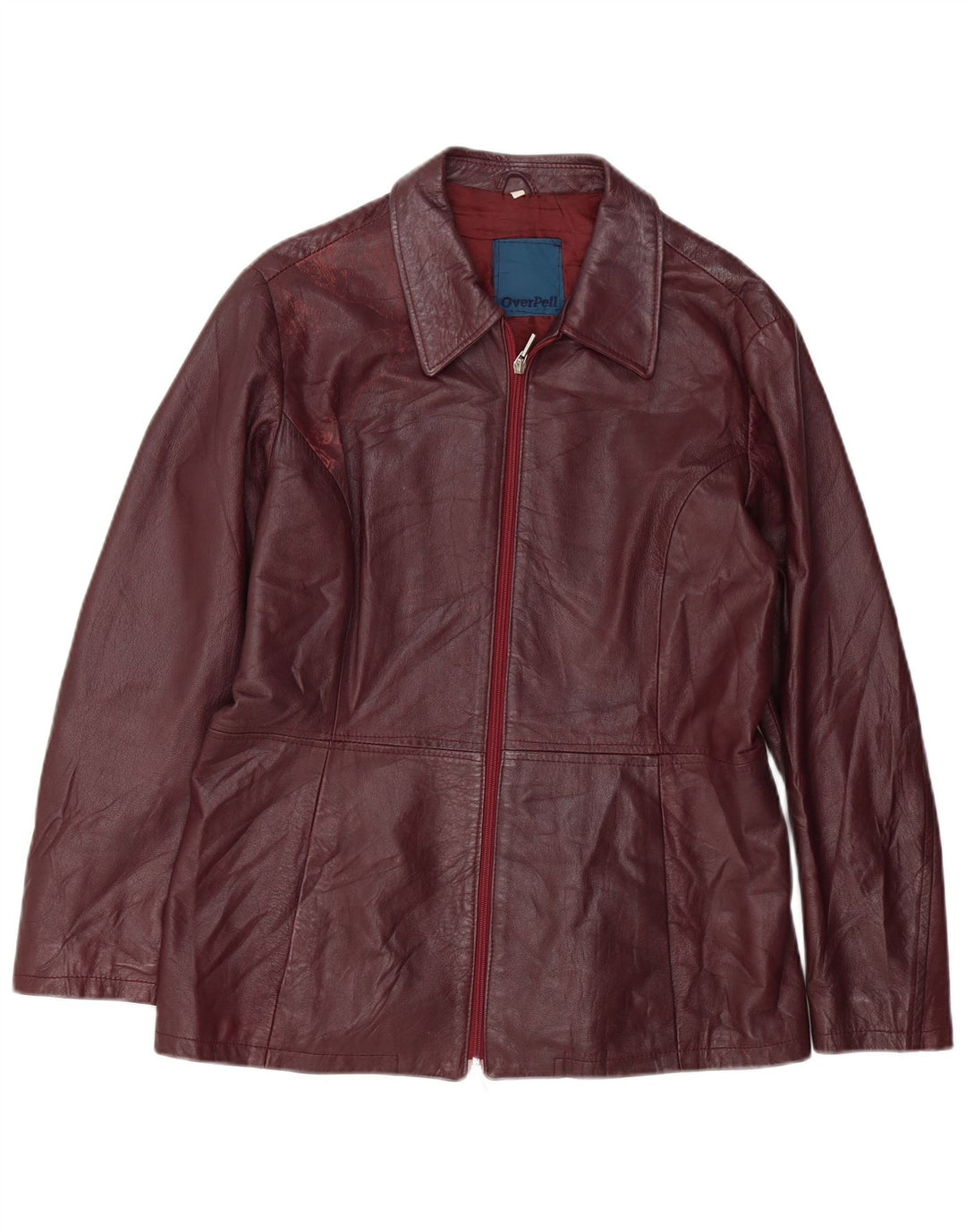 veste en cuir femme vintage UK 18 XL Cuir Bordeaux
