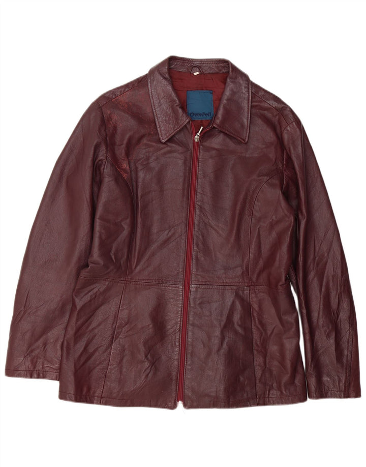 veste en cuir femme vintage UK 18 XL Cuir Bordeaux